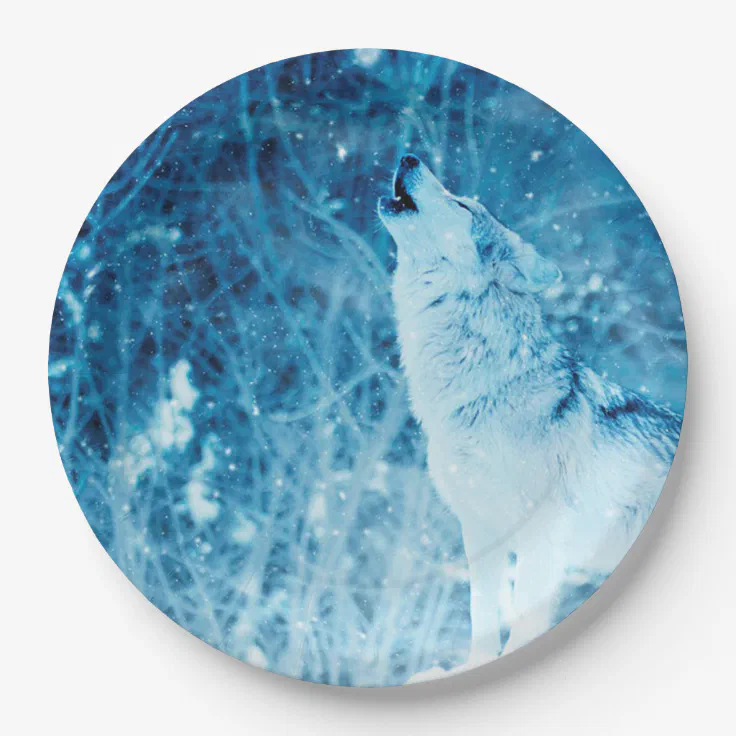 Howling Wolf Paper Plates | Zazzle