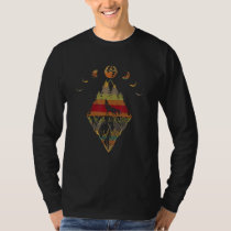 Howling Wolf Phases Of The Moon Retro T-Shirt