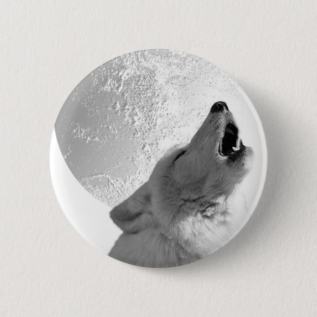 Howling Wolf Pinback Button (Front)