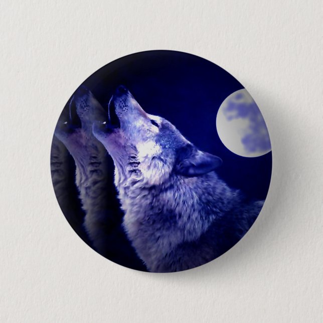 Howling Wolf Pinback Button (Front)