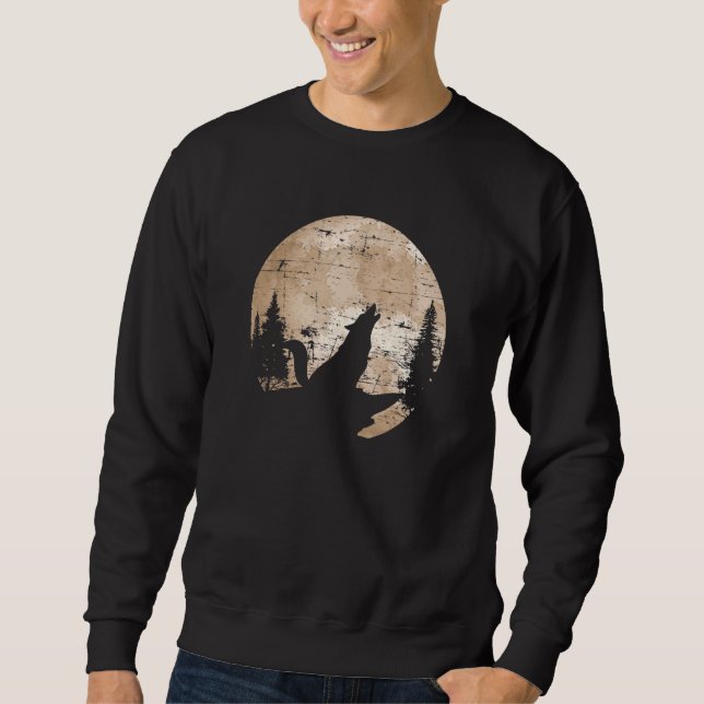 Howling Wolf Predator Forest Animal Full Moon Wolf Sweatshirt (Front)