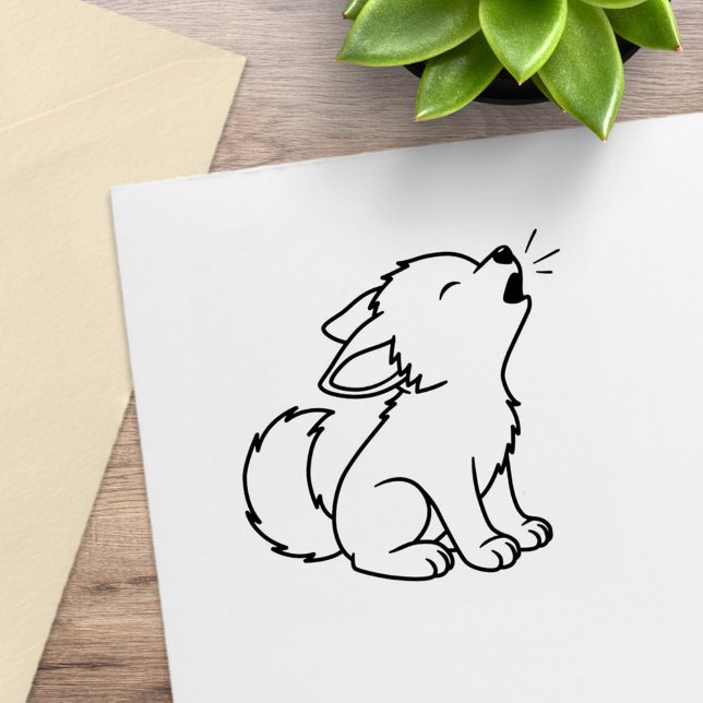 Howling Wolf Pup Color Me Rubber Stamp (Creator Uploaded)