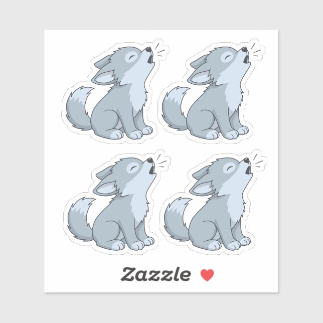 Howling Wolf Pup Set of 4 Sticker (Sheet)