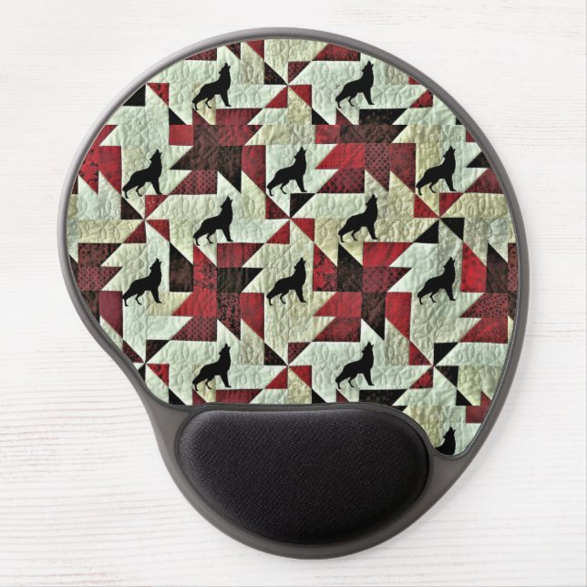 Howling Wolf Quilt Gel Mouse Pad (Front)