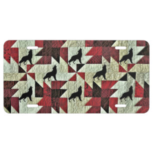 Howling Wolf Quilt License Plate