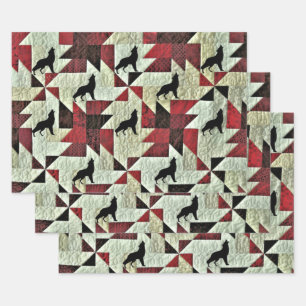 Howling Wolf Quilt Wrapping Paper Sheets