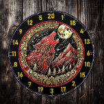 Howling Wolf Reflects Wild Freedom And Power Dart Board<br><div class="desc">This captivating dartboard featuring a howling wolf under the full moon brings a piece of the wild into your home. The detailed artwork, with its rich red, gold, and black tones, symbolizes the strength and freedom of the wolf, making it the ideal addition to your hunting lodge, fishing retreat, or...</div>