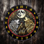 Howling Wolf Reflects Wild Freedom And Power Dart Board<br><div class="desc">This captivating dartboard featuring a howling wolf under the full moon brings a piece of the wild into your home. The detailed artwork, with its rich red, gold, and black tones, symbolizes the strength and freedom of the wolf, making it the ideal addition to your hunting lodge, fishing retreat, or...</div>