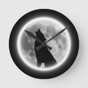 Howling Wolf Round Clock