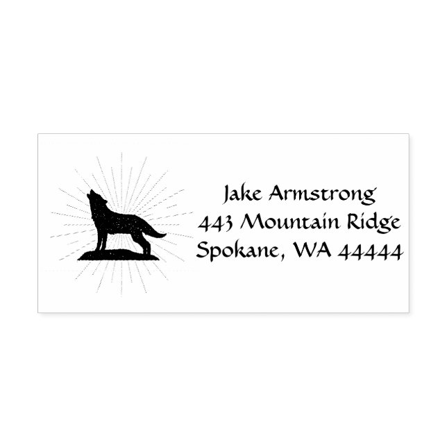 Howling Wolf Sihouette Rustic Self-inking Stamp (Design)