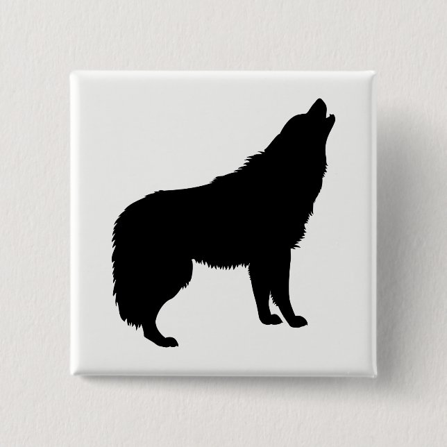 Howling Wolf Silhouette Button (Front)