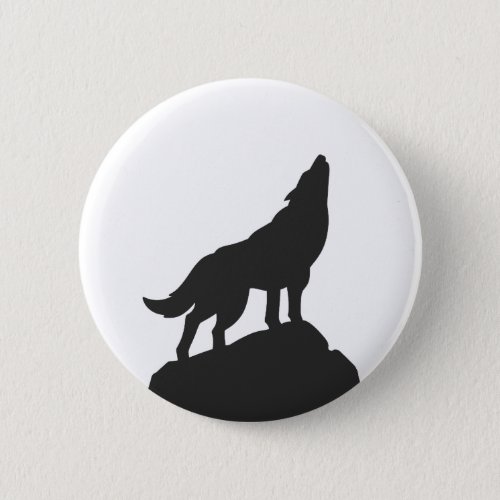 Howling  wolf  silhouette button