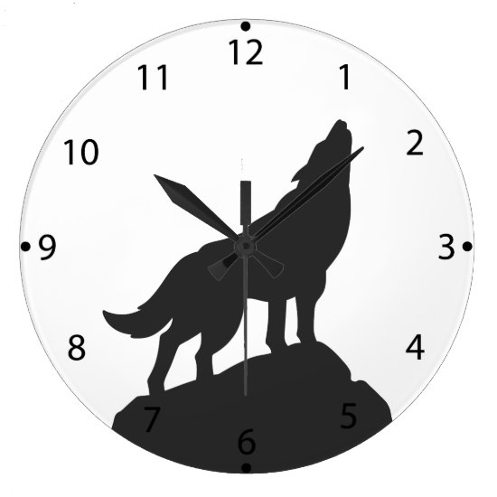 Howling  wolf  silhouette large clock