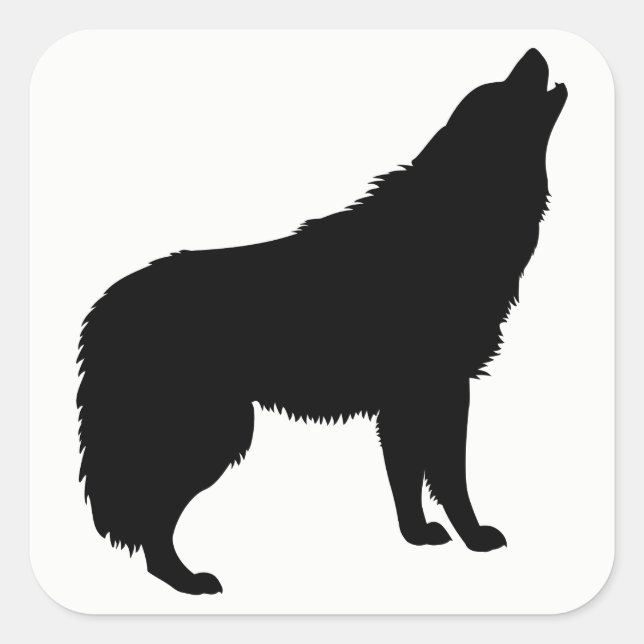 Howling Wolf Silhouette Square Sticker (Front)