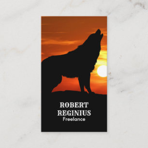 Howling Wolf Silhouette Sunset Business Card