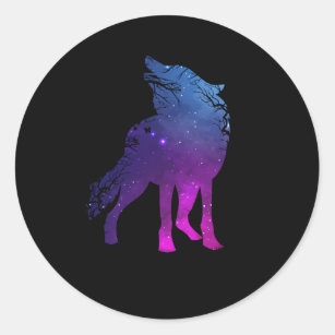 Howling Wolf Silhouette Wolves Forest Animal Classic Round Sticker