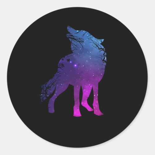 Howling Wolf Silhouette Wolves Forest Animal Classic Round Sticker