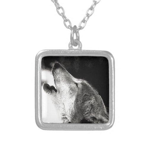 Howling Wolf Silver Plated Necklace