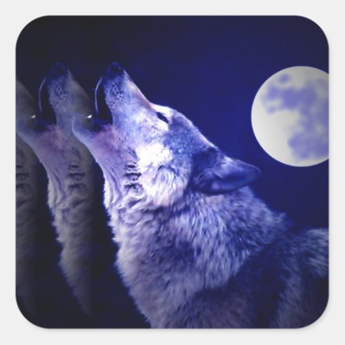 Howling Wolf Square Sticker