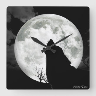 Howling Wolf Square Wall Clock