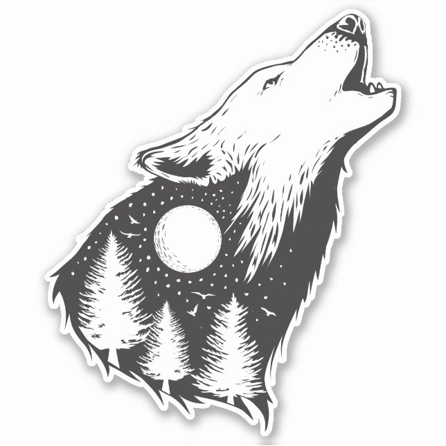 Howling Wolf Sticker (Front)