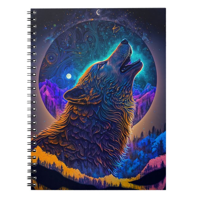 Howling Wolf Surreal Fantasy Notebook (Front)