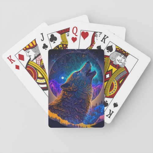 Howling Wolf Surreal Fantasy Playing Cards