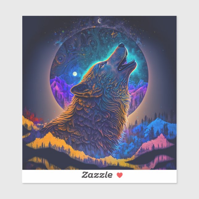 Howling Wolf Surreal Fantasy Sticker (Sheet)