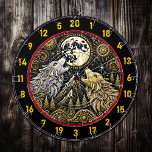 Howling Wolf Symbolizes Strength And Wild Freedom Dart Board<br><div class="desc">Bring the power of the wild into your home with this dramatic dartboard, featuring a howling wolf under a moon. The striking design, with deep golden and silver accents, symbolizes strength, freedom, and the untamed beauty of nature. It’s an ideal addition to your man cave, hunting lodge, or game room,...</div>