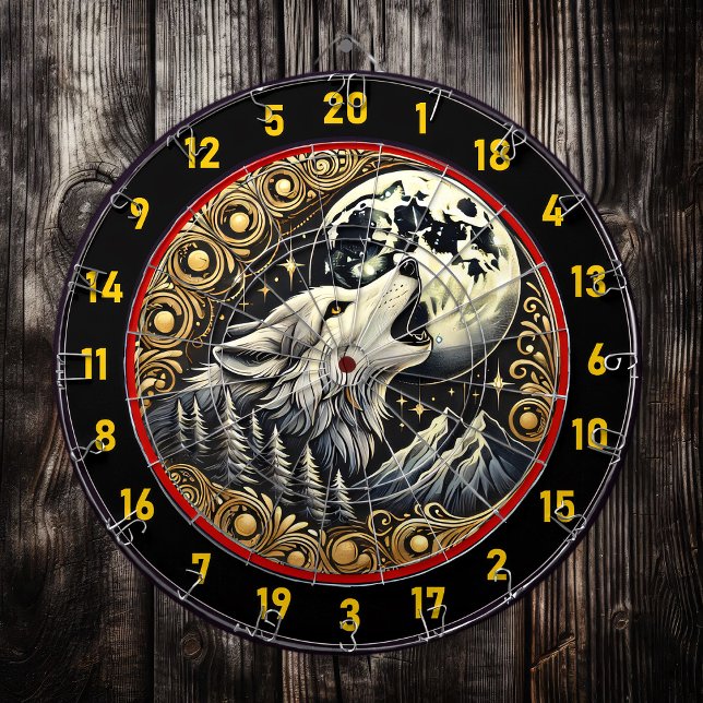 Howling Wolf Symbolizes Wilderness And Strength Dart Board (Creator Uploaded)