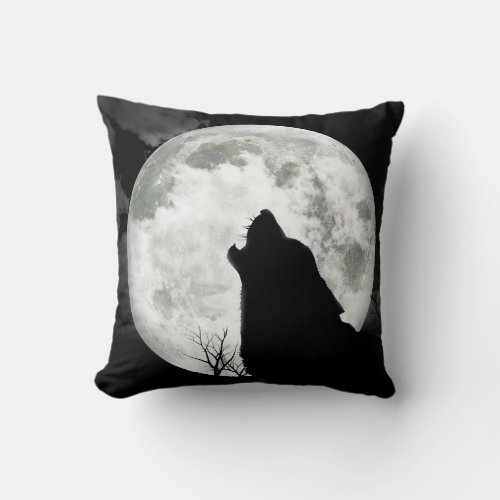 Howling Wolf Throw Pillow