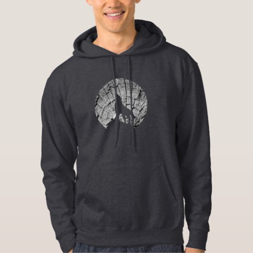 Howling Wolf  Tree Texture Graphic Hoodie