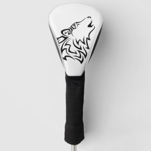Howling Wolf Tribal Black and White Golf Head Cover