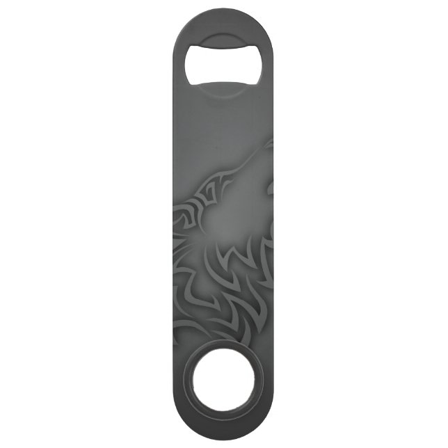 Howling Wolf Tribal Black Speed Bottle Opener (Front)