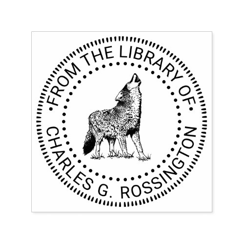 Howling Wolf Vintage Drawing Library Book Name Self_inking Stamp