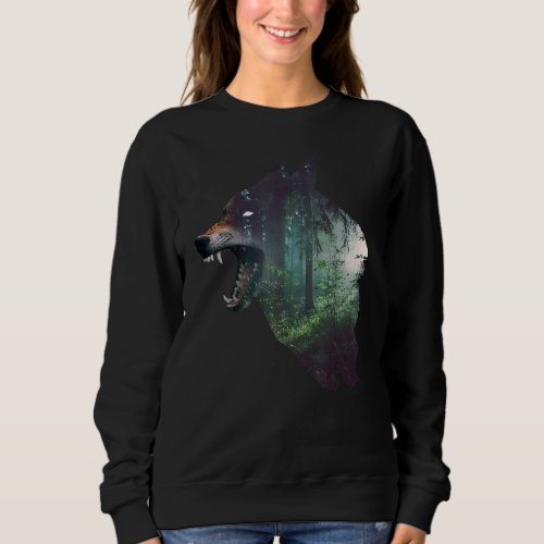 Howling Wolf  Wild Animal Wolf Howling At The Moon Sweatshirt