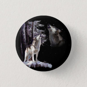 Howling Wolf Wildlife Button