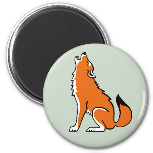 Howling WOLF_  Wildlife _ Orange  green magnet