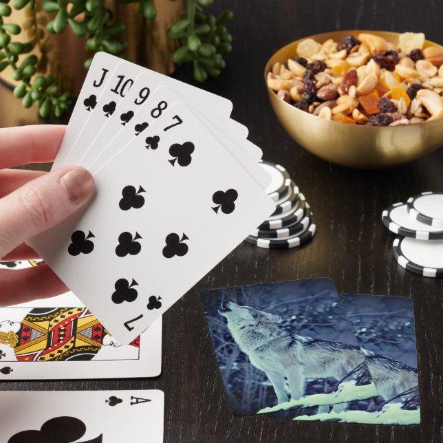 Howling Wolf Winter Forest  Poker Cards (In Situ)
