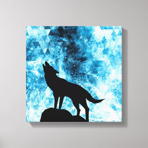 Howling Wolf Winter snowy blue smoke Abstract Canvas Print