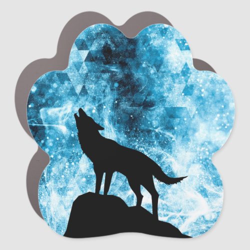 Howling Wolf Winter snowy blue smoke Abstract Car Magnet
