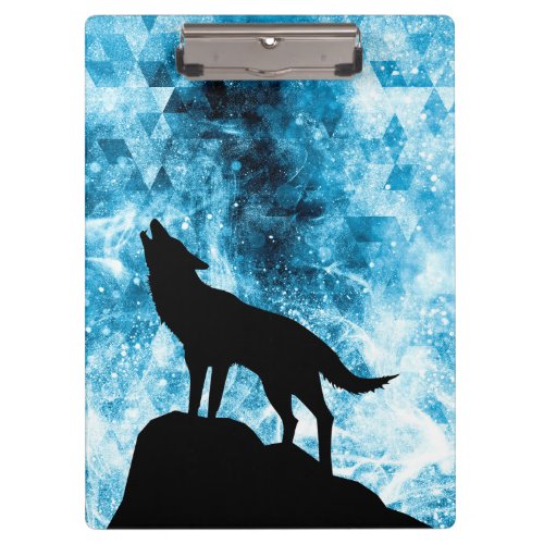 Howling Wolf Winter snowy blue smoke Abstract Clipboard