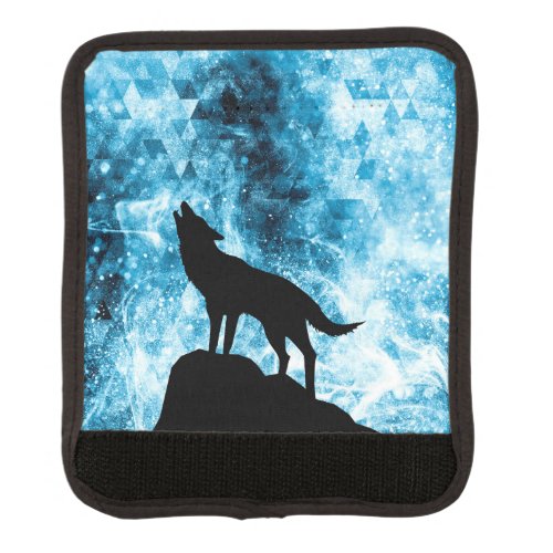 Howling Wolf Winter snowy blue smoke Abstract Luggage Handle Wrap
