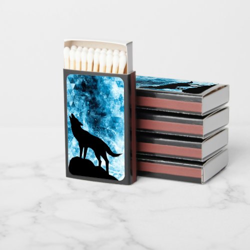 Howling Wolf Winter snowy blue smoke Abstract Matchboxes