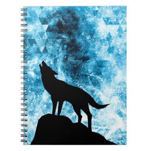Howling Wolf Winter snowy blue smoke Abstract Notebook
