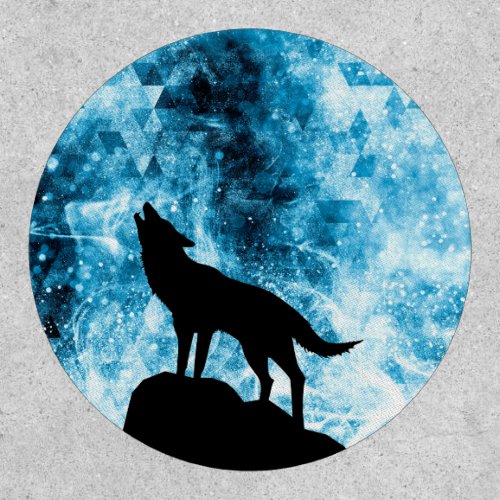Howling Wolf Winter snowy blue smoke Abstract Patch