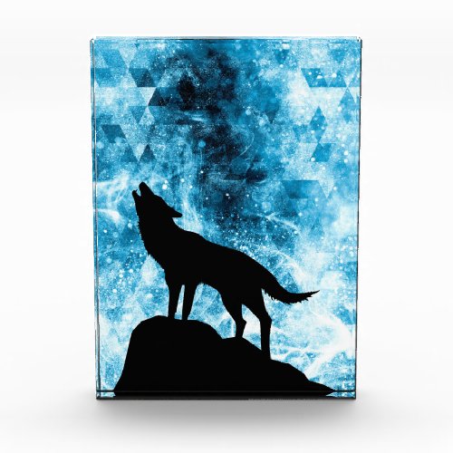 Howling Wolf Winter snowy blue smoke Abstract Photo Block
