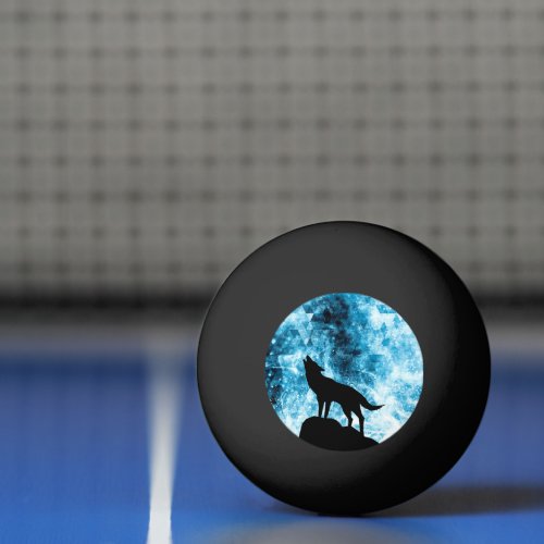 Howling Wolf Winter snowy blue smoke Abstract Ping Pong Ball