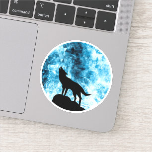 Howling Wolf Winter snowy blue smoke Abstract Sticker
