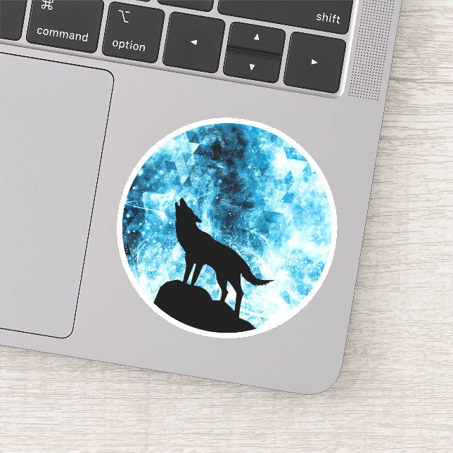 Howling Wolf Winter snowy blue smoke Abstract Sticker (Detail)